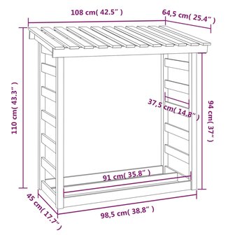 Haardhoutrek 108x64,5x110 cm massief grenenhout