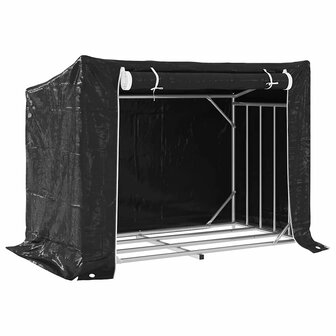 Haardhoutrek met regenhoes 151x80,5x110,5 cm staal