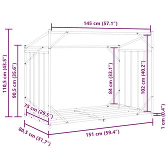 Haardhoutrek met regenhoes 151x80,5x110,5 cm staal