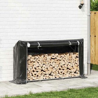 Haardhoutrek met regenhoes 200,5x41x110,5 cm staal