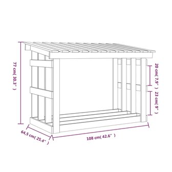 Haardhoutrek 108x64,5x77 cm massief grenenhout wit