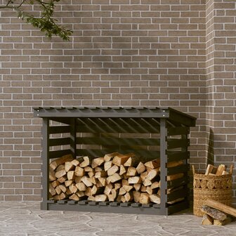 Haardhoutrek 108x73x79 cm massief grenenhout grijs