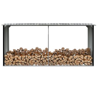 Haardhoutschuur 330x92x153 cm gegalvaniseerd staal antraciet