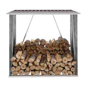 Haardhoutschuur 163x83x154 cm gegalvaniseerd staal bruin