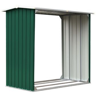Haardhoutschuur 172x91x154 cm gegalvaniseerd staal groen