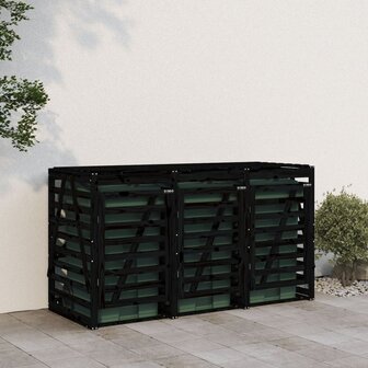 Containerberging drievoudig massief grenenhout zwart