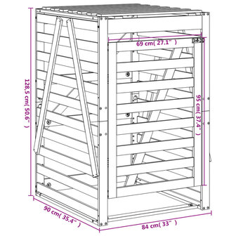 Containerberging 84x90x128,5 cm massief grenenhout grijs