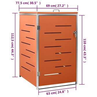 Containerberging enkel 69x77,5x112,5 cm roestvrij staal