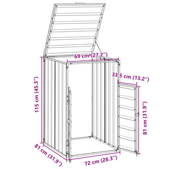Containerberging voor 1 container 72x81x115 cm staal bruin