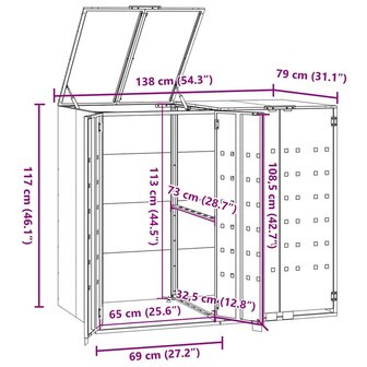 Containerberging 2 containers 138x79x117 cm staal antraciet