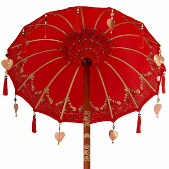Parasol met Basis Rood, Bruin 250 cm Katoen, Hout