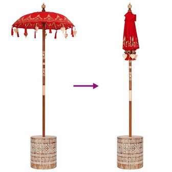 Parasol met Basis Rood, Bruin 250 cm Katoen, Hout