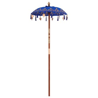 Parasol met Basis Blauw, Bruin 250 cm Katoen, Hout