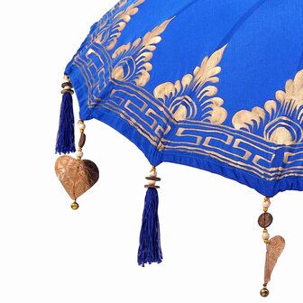 Parasol met Basis Blauw, Bruin 250 cm Katoen, Hout