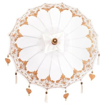 Balinese Parasol 260 Cr&egrave;me 95-100 cm Katoen en massief hout