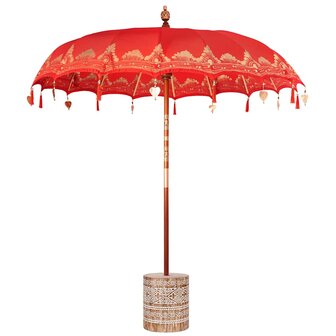Balinese Parasol Rood 210-220 cm Katoen, massief hout