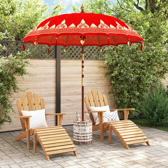 Balinese Parasol Rood 210-220 cm Katoen, massief hout