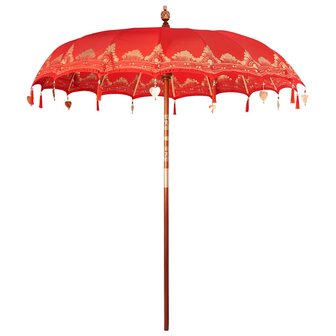 Balinese Parasol Rood 210-220 cm Katoen, massief hout