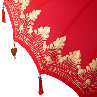 Balinese Parasol Rood 210-220 cm Katoen, massief hout