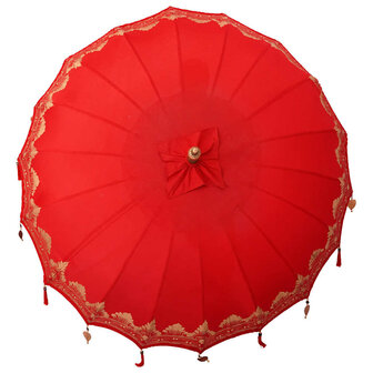Balinese Parasol Rood 210-220 cm Katoen, massief hout
