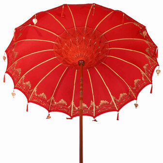 Balinese Parasol Rood 210-220 cm Katoen, massief hout