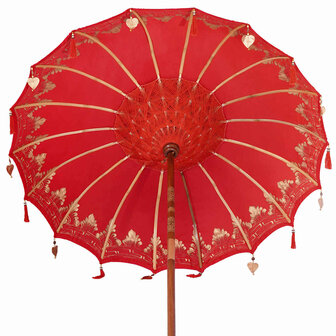 Balinese Parasol Rood 180-190 cm Katoen, massief hout