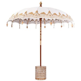 Balinese Parasol Cr&egrave;me 210-220 cm Katoen, massief hout
