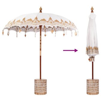 Balinese Parasol Cr&egrave;me 210-220 cm Katoen, massief hout