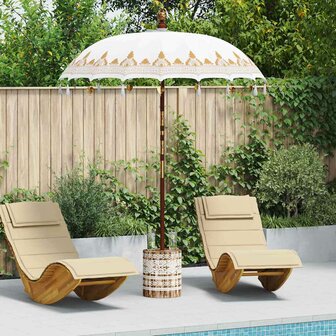 Balinese Parasol Cr&egrave;me 180-190 cm Katoen, massief hout