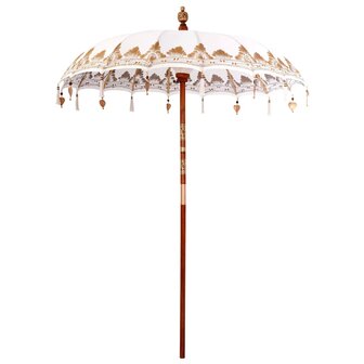 Balinese Parasol Cr&egrave;me 180-190 cm Katoen, massief hout