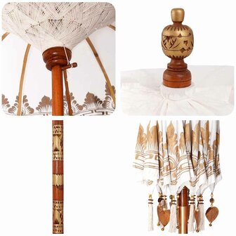 Balinese Parasol Cr&egrave;me 180-190 cm Katoen, massief hout