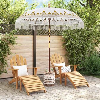 Balinese Parasol 260 Cr&egrave;me 210-220 cm Katoen en massief hout