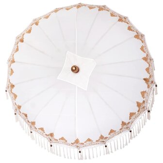 Balinese Parasol 260 Cr&egrave;me 210-220 cm Katoen en massief hout