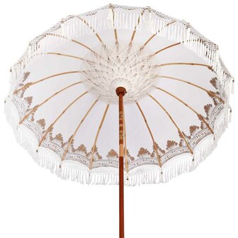 Balinese Parasol 260 Cr&egrave;me 210-220 cm Katoen en massief hout