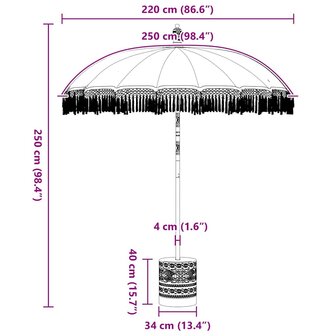 Balinese Parasol 260 Cr&egrave;me 210-220 cm Katoen en massief hout