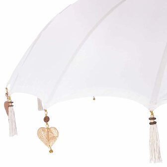 Balinese Parasol Cr&egrave;me 180-190 cm Katoen, massief hout