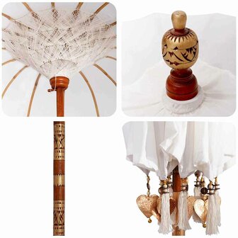 Balinese Parasol Cr&egrave;me 180-190 cm Katoen, massief hout