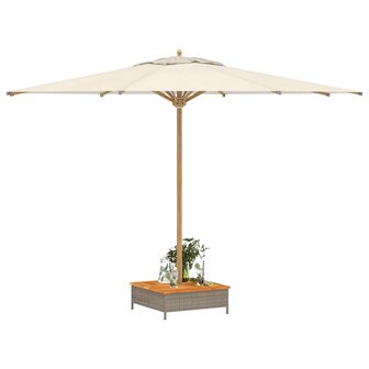 Parasolvoetbedekking 70x70x25 cm poly rattan acaciahout grijs
