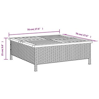 Parasolvoetbedekking 70x70x25 cm poly rattan acaciahout grijs