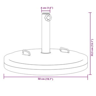 Parasolvoet met handgrepen voor stok van &Oslash;38 / 48 mm 25 kg rond