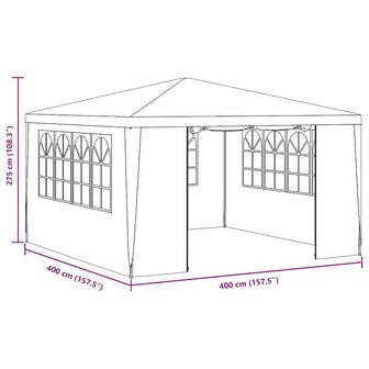 Partytent met zijwanden professioneel 90 g/m&sup2; 4x4 m blauw