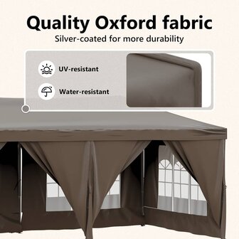 Partytent inklapbaar met zijwanden 3x6 m taupe