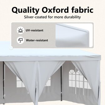 Partytent inklapbaar met zijwanden 3x6 m wit