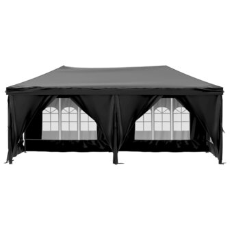 Partytent inklapbaar met zijwanden 3x6 m zwart