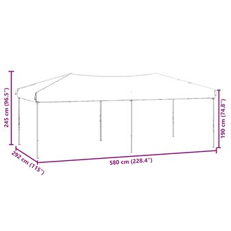Partytent inklapbaar met zijwanden 3x6 m zwart