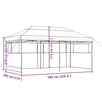 Partytent inklapbaar pop-up met 3 zijwanden zwart