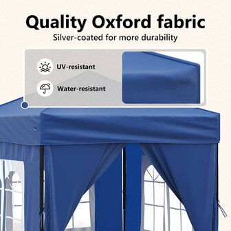 Partytent inklapbaar met zijwanden 2x2 m blauw