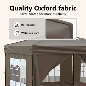 Partytent inklapbaar met zijwanden 3x3 m taupe