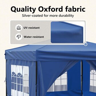Partytent inklapbaar met zijwanden 3x3 m blauw