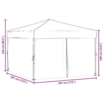 Partytent inklapbaar met zijwanden 3x3 m rood